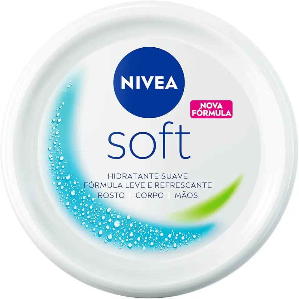 NIVEA Creme Soft 48g - Hidratação suave para rosto, mãos e corpo com fórmula leve e refrescante