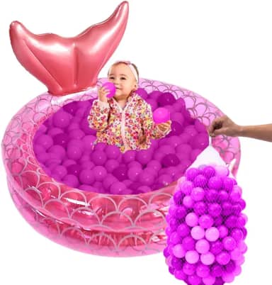 Piscina Com Bolinha Infantil Inflável Sereia Criança 85L (Piscina Sereia/ 100 Bolinhas Rosa)
