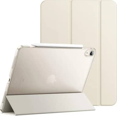 JETech Capa para iPad Air 11 Polegadas M3/M2 (2025/2024), iPad Air 5/4 (10,9 Polegadas, Modelo 2022/2020), Capa Traseira Rígida com Suporte Fino e Ativação/Repouso Automático (Estrela Branca)