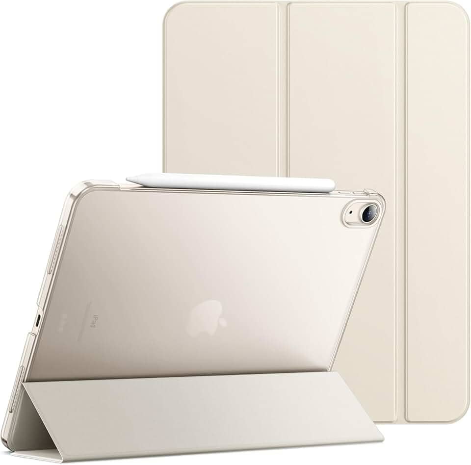 JETech Capa para iPad Air 11 Polegadas M3/M2 (2025/2024), iPad Air 5/4 (10,9 Polegadas, Modelo 2022/2020), Capa Traseira Rígida com Suporte Fino e Ativação/Repouso Automático (Estrela Branca)