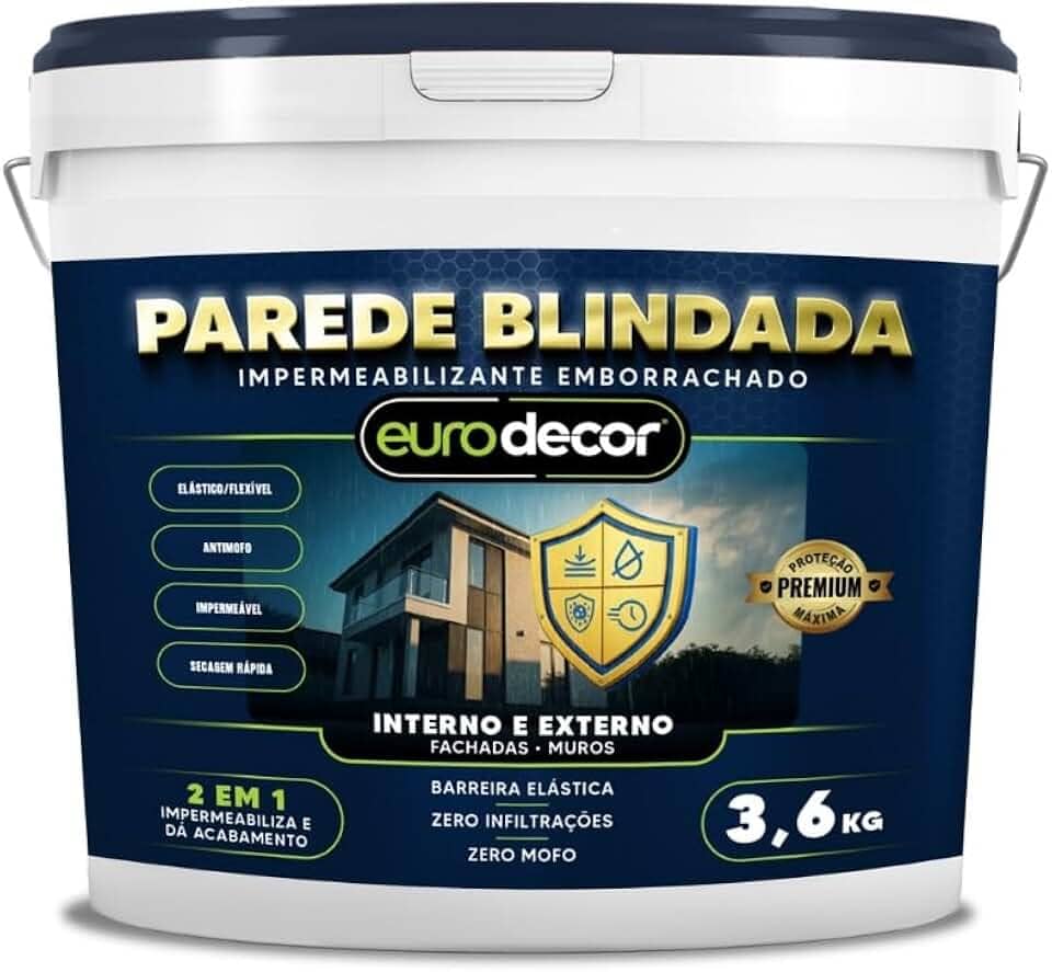 Parede Blindada Euro Decor Tinta Emborrachada 3,6KG Fácil Aplicação Proteção Contra Infiltrações (Areia)