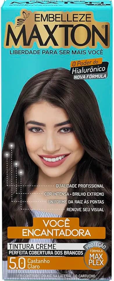Tinta de Cabelo Maxton Castanho Claro 5.0 Encantadora