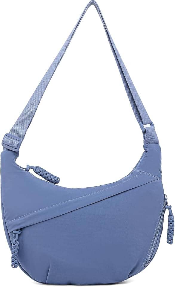 Bolsa tiracolo crescente feminina, bolsa Hobo de nylon folgada, bolsa de ombro espaçosa, bolsa tiracolo
