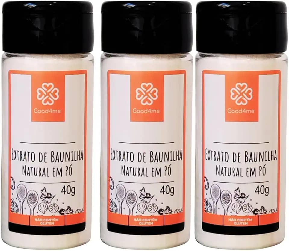 Kit com 3 Potes de Extrato de Baunilha Natural em Pó de 40g cada - Good4me