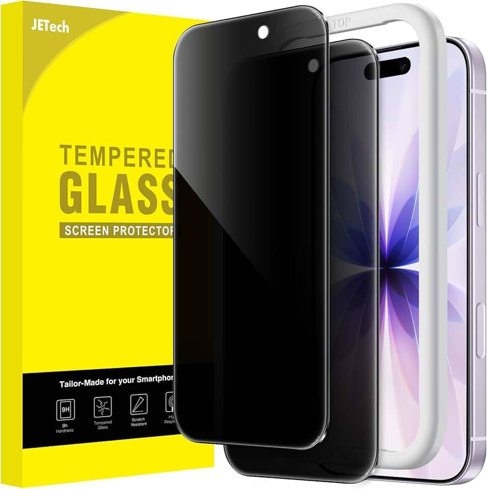 JETech Película de Vidro Temperado de Privacidade para iPhone 17 6,3 Polegadas, Protetor de Tela Anti-Espião com Ferramenta de Instalação Rápida, Pacote com 2