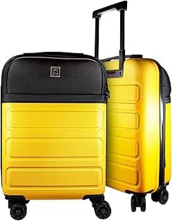 Mala de Viagem Armor em ABS com Bolso Rodinhas 360º Leve e Resistente (Amarela, Mala de Bordo - 33 Litros)