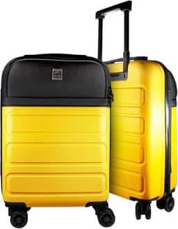 Mala de Viagem Armor em ABS com Bolso Rodinhas 360º Leve e Resistente (Amarela, Mala de Bordo - 33 Litros)