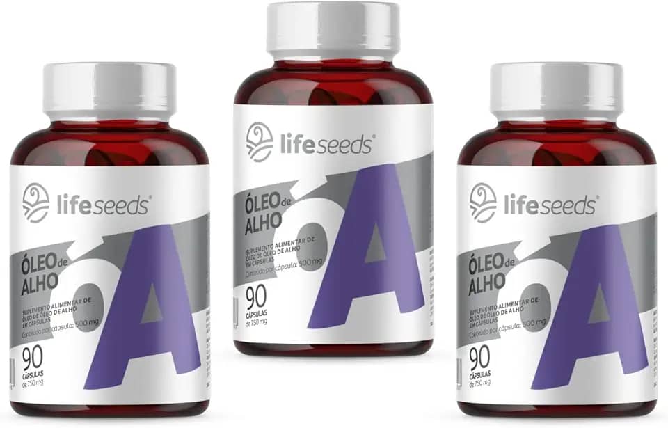 Óleo De Alho Com Alta Concentração de Alicina - Odor Reduzido - 3 Potes - 270 Cápsulas