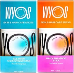 WYOS Kit De Hidratante E Shampoo Em Bastão Para Meias, Tamanho Viagem, Antivazamento, Vegano, Portátil, Sem Sulfato Crueldade, Parabenos
