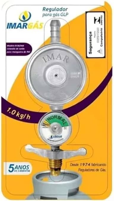 Registro Regulador Gás de Cozinha Com Manometro para Botijão Domestico Fogão Cooktop Forno