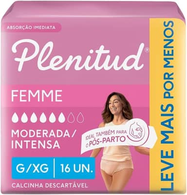 Plenitud Roupa Íntima Active Mulher, 16 unidades - G/XG - Leve 16 Pague 15