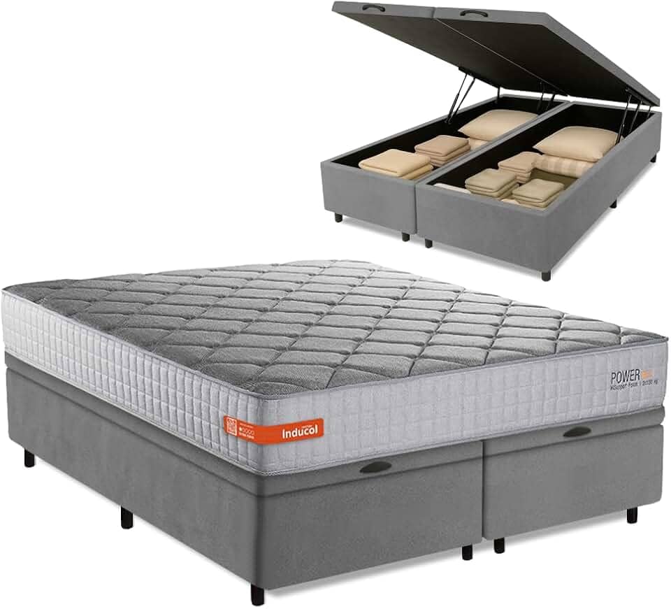 Cama Box Baú Casal King Espuma Softgel Power 193x203x63cm