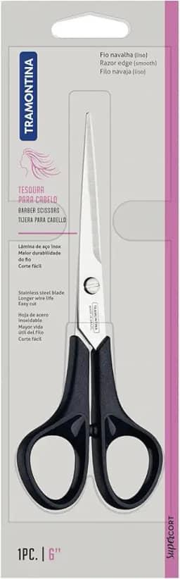 Hairdressing Scissors, Tramontina, Supercort, Stainless Steel 15.5 cm, Black, 25905/166