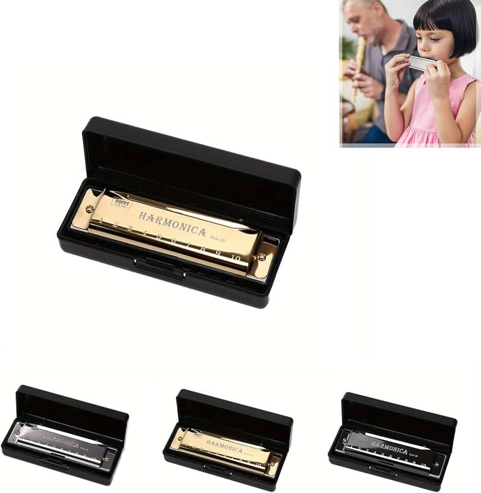 Gaita de titânio de 10 furos com furos numerados, instrumento para iniciantes, afinação C, adequada para festas e feriados, ouro