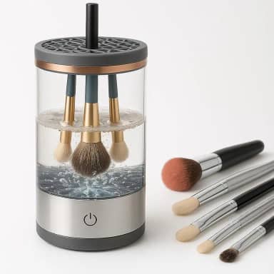 Limpador de Pincéis de Maquiagem Elétrico 3 em 1 Lava Seca e Armazena Automático USB Máquina Lavadora de Pincéis Esponjas Portátil Porta Pincéis Cosméticos