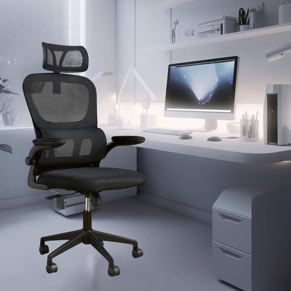 Cadeira de Escritorio Ergonomica com Suporte Lombar Com Estofado de Tela Mesh Inclinavel Ajustavel TOTUS LIFE