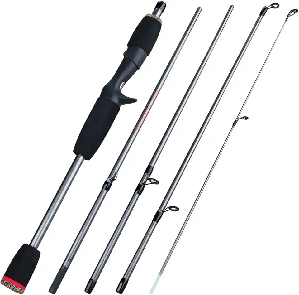 Vara de pesca Sougayilang 2PC Vara de fundição, vara de pesca leve de fibra de carbono