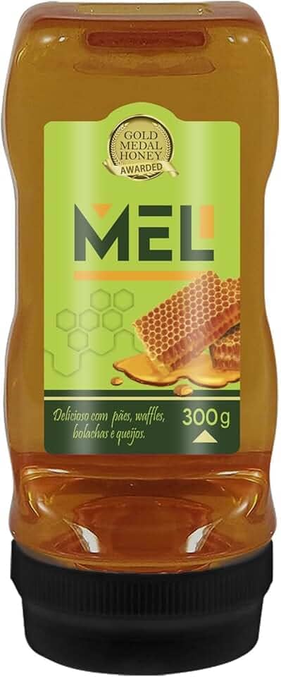 Bisnaga de Mel Silvestre Gold Medal Honey | 100% Natural, Delicioso e Acessível | Experimente o Sabor Autêntico do Brasil | Rico em Nutrientes e Puro, Sem Aditivos | 300g