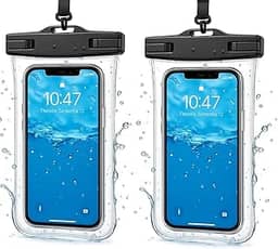 Capa Case Kit 2 Unidades A Prova D'água Impermeável para Celular Smartphone Capinha com Alça Universal Proteção 360º Completa Sensível ao Toque (Preto)