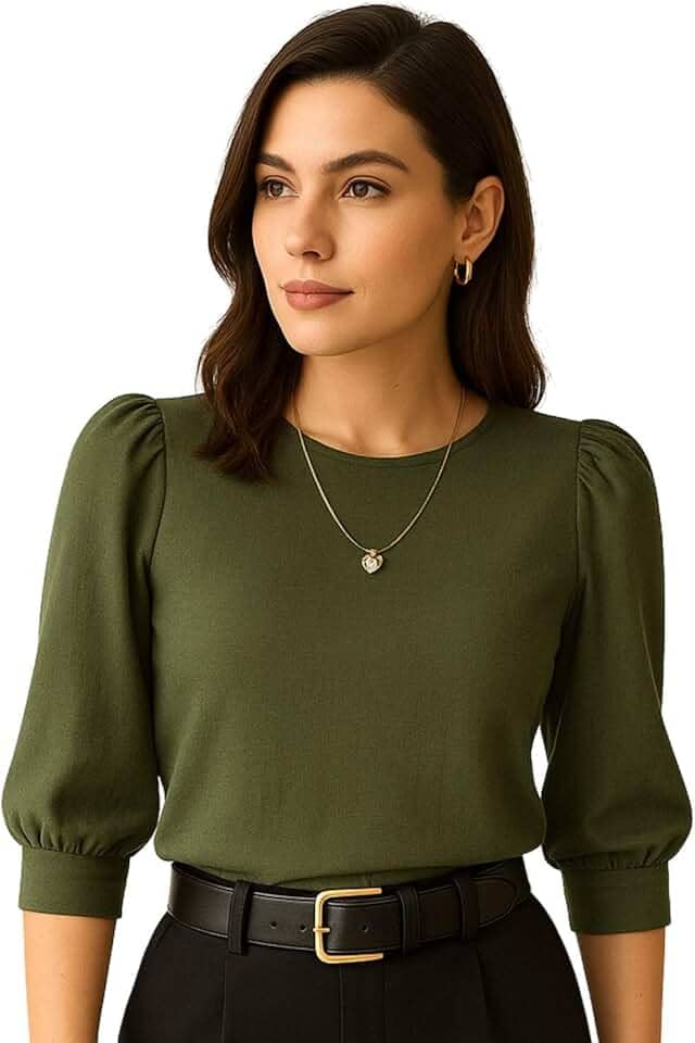 Blusa Social Feminina Manga 3/4 Bufante Camisa Elegante