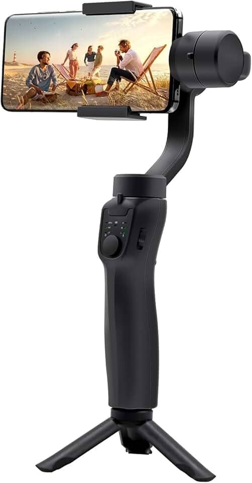 Gimbal Estabilizador Automático para Celular, Tripé 360°, Compatível com Android e iOS 4-6.2", Preto