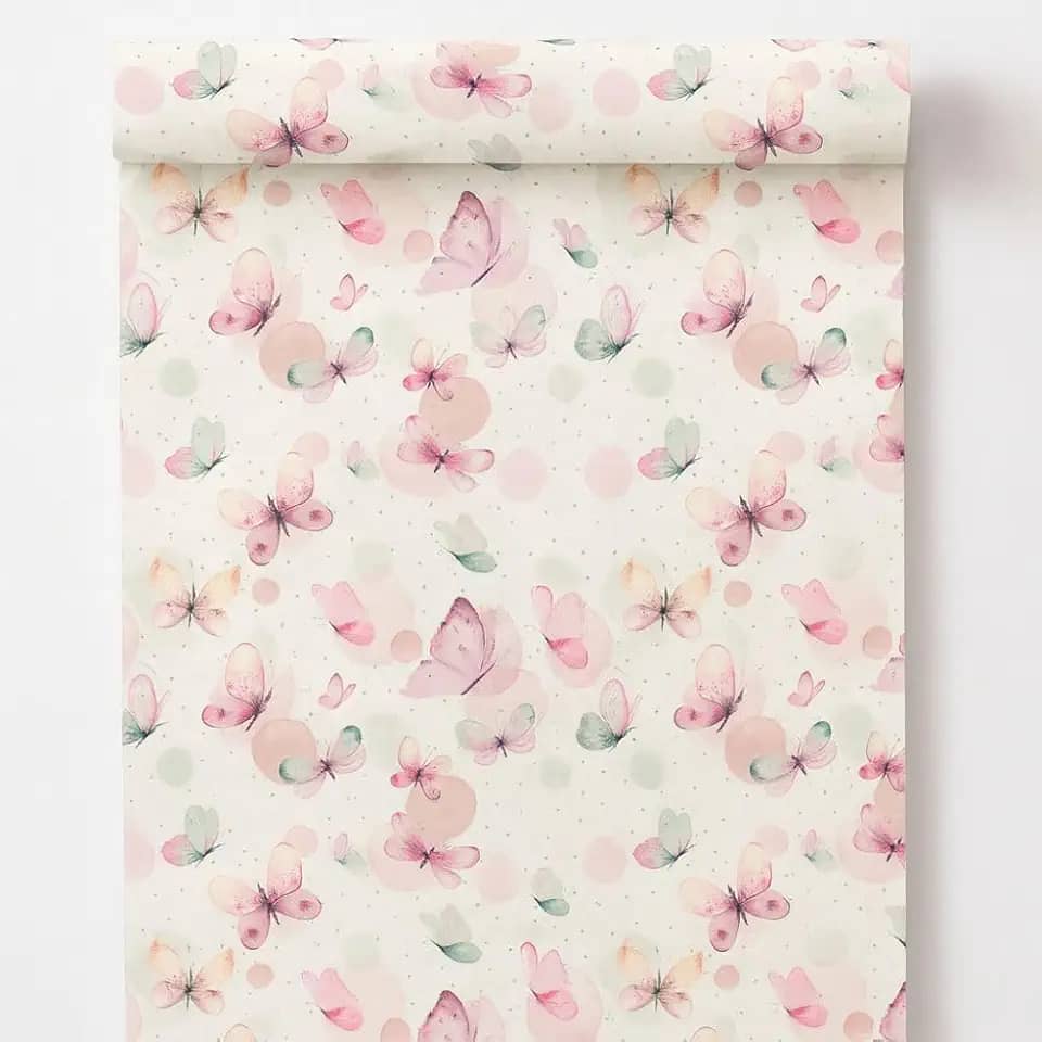 Papel de Parede Decorativo Borboletas Rosa Autocolante, 5m x 45cm para Sala Quarto Cozinha