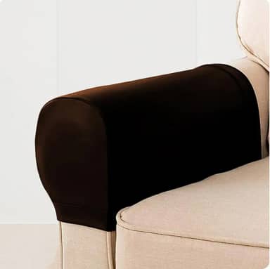 Conjunto de 2 capas de couro sintético para sofá e poltrona, antiderrapante, impermeável, café