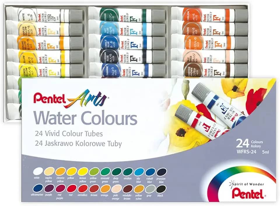 Pentel Tinta Aquarela Wfrs Arts à Base de Água 24 Cores WFRS-24