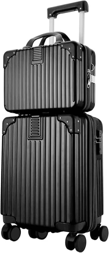 Mala de Bordo 10kg com frasqueira de viagem feminina Bagagem de Mão Expansivel Aprovada ANAC com 4 Rodízios removíveis 360° Cadeado AntiFurto TSA Mala de Viagem com zíper à prova de explosão preto