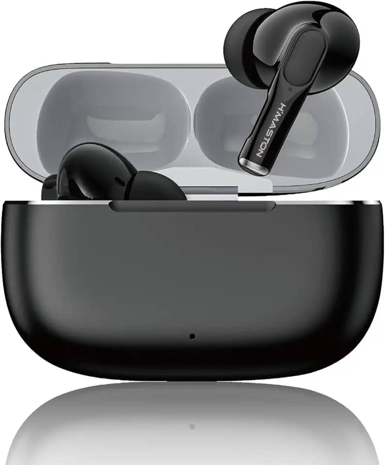 H'MASTON Fone de Ouvido Sem Fio Fone Bluetooth 5.4 com Microfone para ANC+ENC Redução de Ruído Liga de Zinco