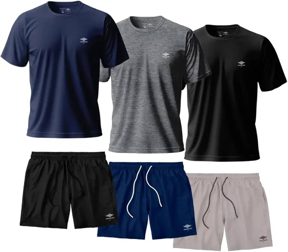 Kit 3 Short Masculino E 3 Camiseta Dry Fit Roupa Academia Verão Conjunto Fitness