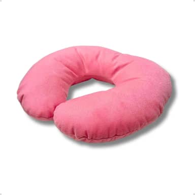Travesseiro de Pescoço para Viagem Rosa Suede Encosto Apoio Avião Descanço Formato U Macio Confortável Portátil
