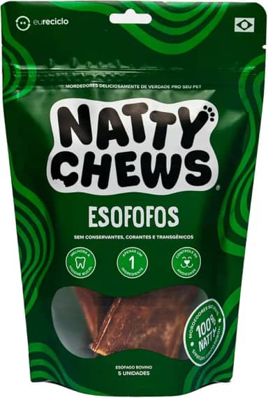 Mordedor Esôfago Bovino Desidratado Esofofos Natty Chews Para Cães - 5 Unidades