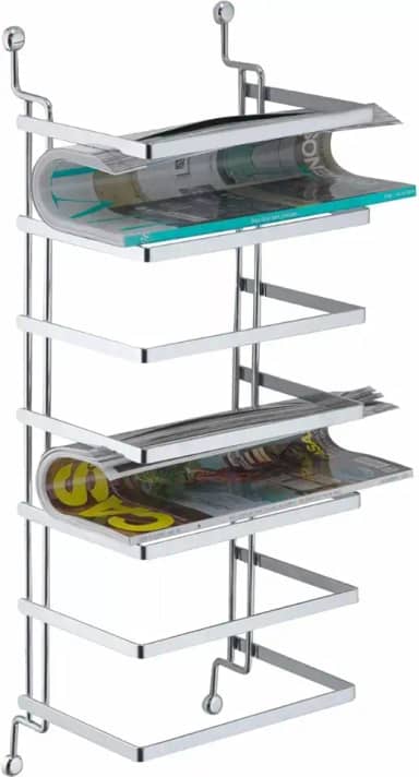 Porta Revistas Parede Suporte Jornal Revisteiro Aço Cromado