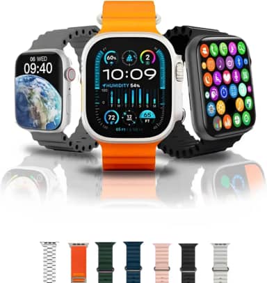 Relógio Smartwatch Com 7 Pulseiras e Tela AMOLED 2.2' Polegadas, Smartwatch Com Design Moderno e Funcionalidades Avançadas Multitarefa, Conexão Bluetooth 5.2