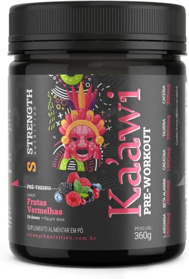 Pré-Treino Super Concentrato Ka`awi Strength Nutrition 360g - Com Creatina, Beta Alanina, Taurina, Arginina e Cafeína (360g, Frutas Vermelhas)
