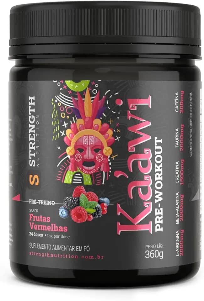 Pré-Treino Super Concentrato Ka`awi Strength Nutrition 360g - Com Creatina, Beta Alanina, Taurina, Arginina e Cafeína (360g, Frutas Vermelhas)