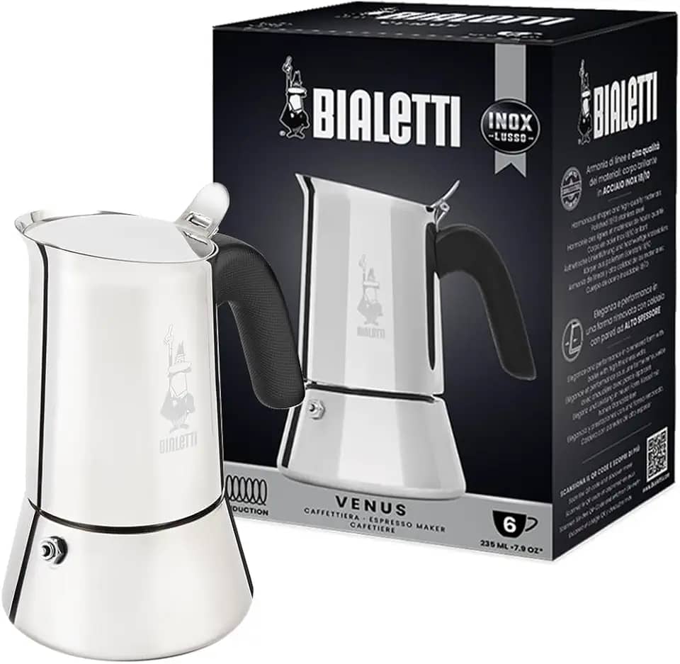 Cafeteira Bialetti Venus, aço inoxidável, 6 xícaras, prateada