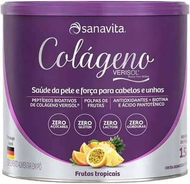 Sanavita Colágeno Hidrolisado Verisol - Pele e Cabelos - Frutas Tropicais - 150g