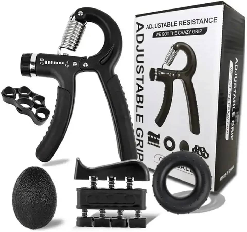 Kit Hand Grip 5 Peças – Fortalecedor de Maos e Dedos, Exercitador de Punhos para Academia, Fisioterapia e Reabilitacao Muscular – Ajustavel e Antiderrapante