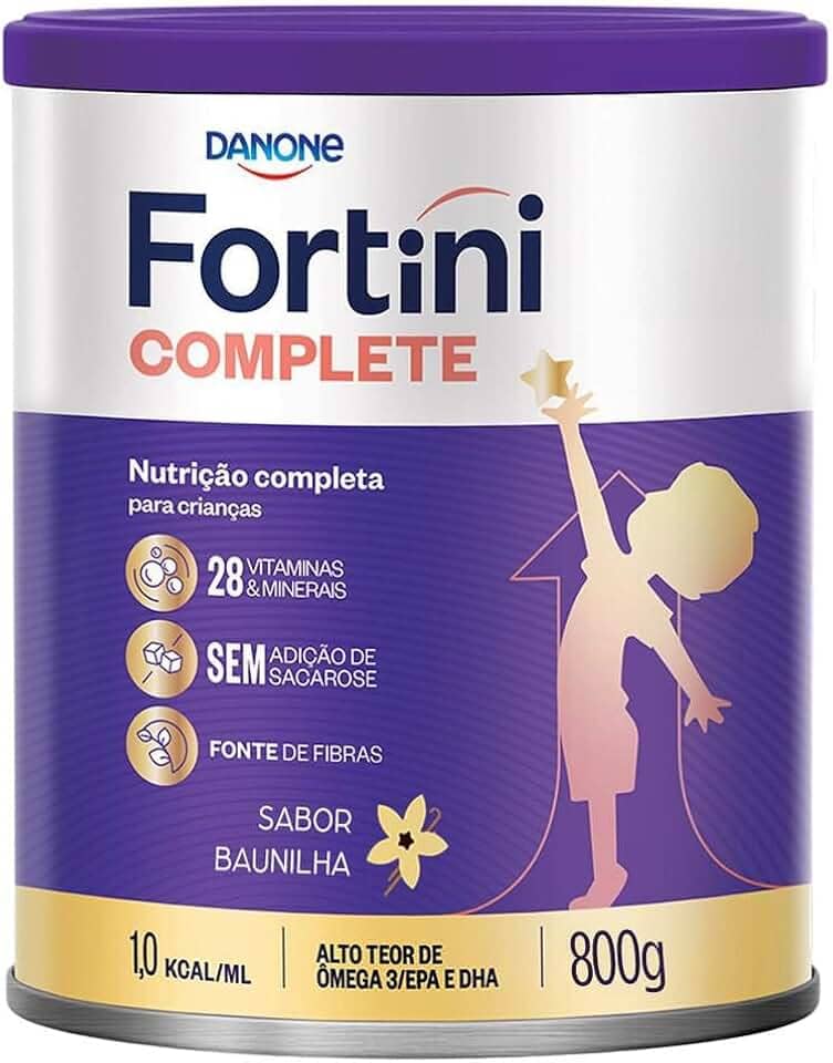 Fortini Complete Baunilha, Suplemento Infantil, 28 Vitaminas e Minerais, Fonte de Fibras e Ômega 3, 800g