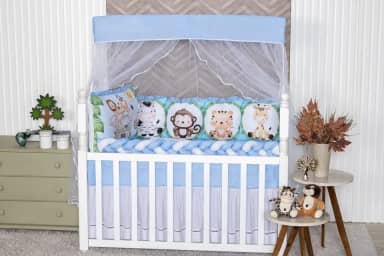 Kit Berço Sublimado12 Peças - Conforto e Estilo para o Enxoval do Bebê (Safari Azul)