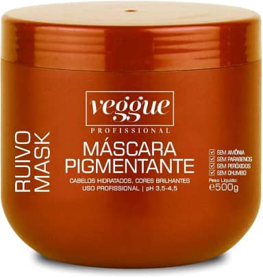 Máscara Capilar Tonalizante Ruivo Cobre Veggue Profissional 500g