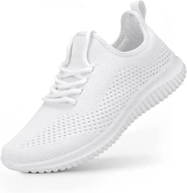 Tênis sem cadarço para mulheres, tênis de caminhada, antiderrapante, leve, respirável, tênis de corrida confortável, A- Branco, 10