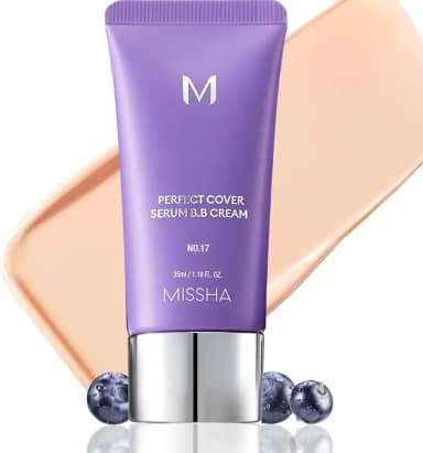 MISSHA M Perfect Cover Serum Bb Cream Nº 17 Claro - Com Subtom Frio, Tom De Pele, Hidratante Cor, Base Cuidado, Complexo Superalimentos, Pele Vidro, Maquiagem Coreana, 1,18 Fl Oz