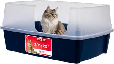 Iris USA XX-Grande Caixa de areia para gatos com entrada lateral, caixa de areia extra grande de topo aberto para gatos grandes e famílias com vários gatos, escudo contra dispersão de alta face, fácil