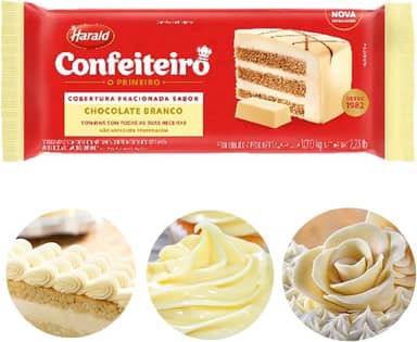 Cobertura Fracionada Confeiteiro Branco Barra 1,010kg Harald