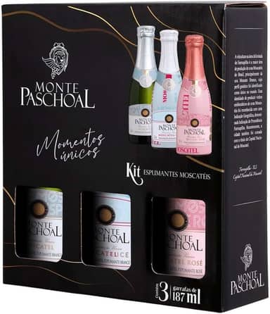 Kit 3 Espumantes Moscateis 187ml - Monte Paschoal