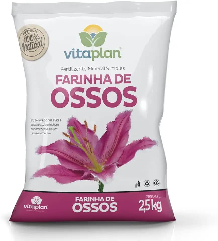 2,5kg Farinha de Ossos, Fertilizante Adubo Orgânico para Plantas Jardim Hortas