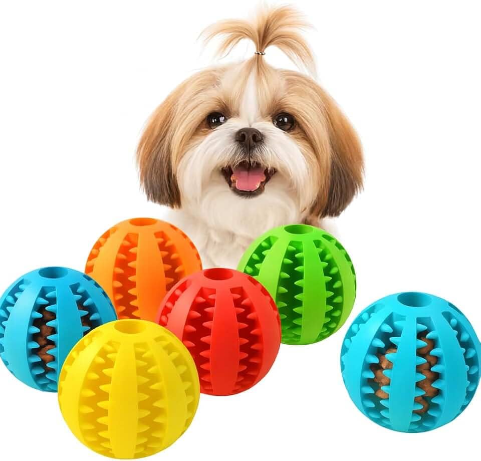 Bola Porta Petisco Interativa para Pet Cães, Mordedor, Brinquedo Multifuncional, Anti Estresse Cores Sortidas 5CM de diâmetro